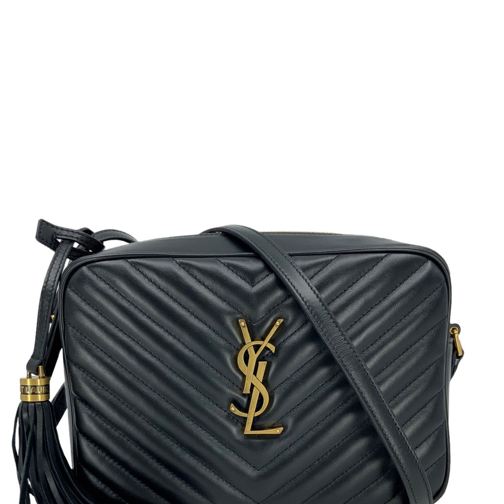 YSL 
Lou Black Tassel Leather Crossbody Camera Bag, Authentic (No Trade/No Text)